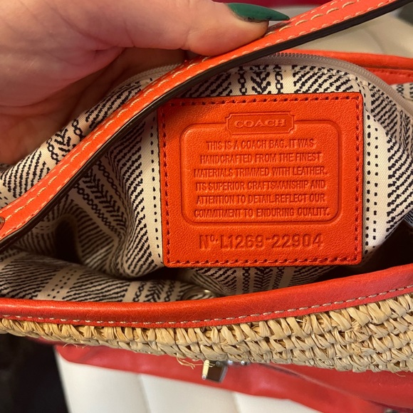 Coach Straw/Wicker Tote Bag/Purse - Picture 4 of 5